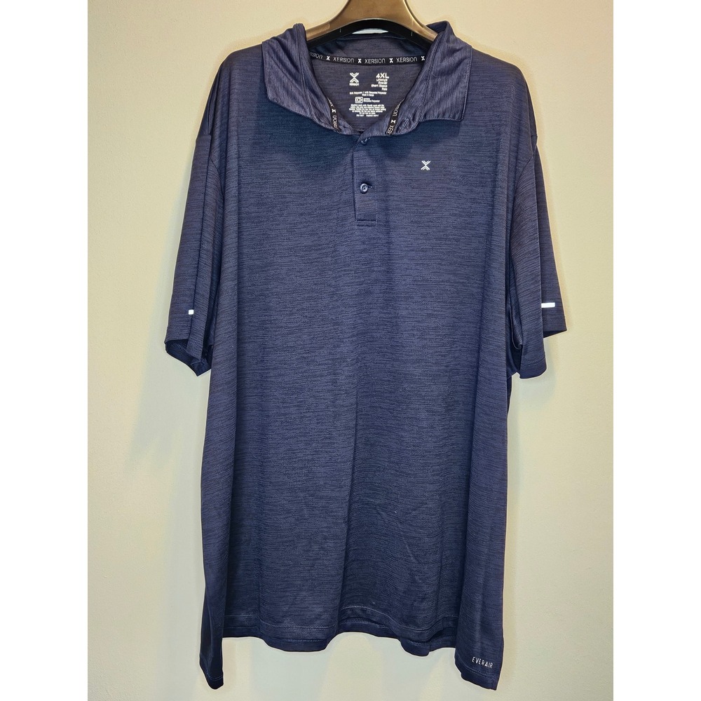 Xersion Mens 4XL Navy Blue EverAir Short Sleeve Performance Polo Shirt Space Dye